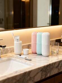 1pc Travel Toothbrush Cup, Portable Toothbrush Cup Holder, Plastic Toothbrush Travel Case, Multi-Functional, Can Hold Toothbrush And Toothpaste - Multicolor - View 7