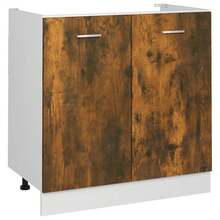 vidaXL Meuble sous évier "Lyon" Chêne fumé 80 x 46 x 81,5 cm Bois d'ingénierie - Tabac - Voir 2