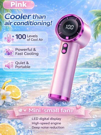 YITUMU Ventilador portátil de mano, con 1-100 niveles de velocidad del viento ajustables, función de turbo boost, batería recargable de 1800mAh, pantalla digital, adecuado para hombres y mujeres, excelente para viajes/campamento/actividades al aire libre