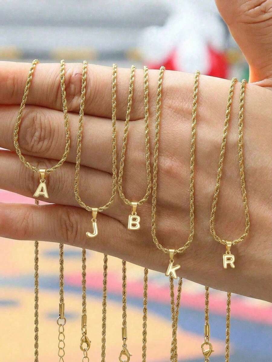 1 chiếc mặt dây chuyền chữ bong bóng vàng tinh tế, vòng cổ trang trí dự tiệc, trang sức thời trang đường phố, quà tặng cho gia đình và bạn bè. - Vàng - Xem 1
