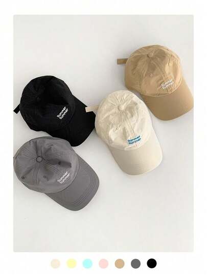 1 件软顶糖果色时尚字母印花棒球帽，女士透气防晒帽，适合春夏季户外、旅行、运动、轻便、小头围、返校