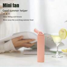 Ventilador portátil mini, carga USB, velocidad de viento ajustable de 3 velocidades, ventilador personal plegable de mano para pestañas, adecuado para niñas, damas, viajes, actividades al aire libre - Lápiz labial - Ver 3