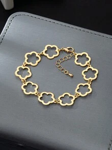 1pc Fashionable Hollow Clover Lucky Bracelet, Unique Design With Elegant Feel, Suitable For Women To Wear To Parties, Events And Daily