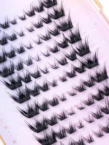 MAGEFY 24/36/66/80 piezas Pestañas de gato con rizo CC, pestañas cruzadas de zorro de estilo de dibujos animados extra largas, pinza para cejas, cabello de hada puntiagudo de dibujos animados, grupos de pestañas de zorro, pestañas de ojo de gato, extensión de pestañas naturales gruesas individuales, incluye cepillo de cejas - C - Ver 4