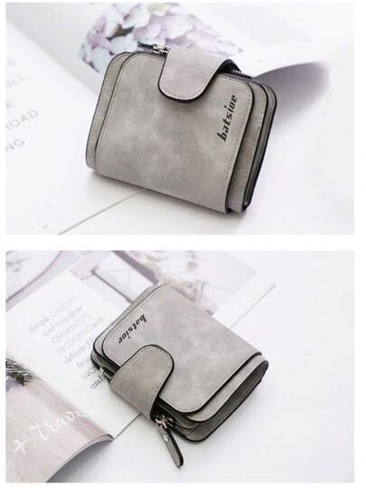 BATSIOE Damplånbok, koreansk stil med tryckknappar i matt läder, myntväska med flera kortfack och dragkedja, bärbart kortfodral