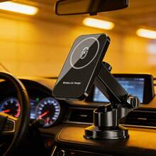 Fast Charging Magnetic Wireless Car Charger Cell Phones Car Charger 15W Compatible With Apple 11-17/Pro/Max And IOS/Android Devices Includes Phone Holder And Wireless Charging Station Perfect Gift For Father's Day Valentine's Day Gift - Multicolor - View 7