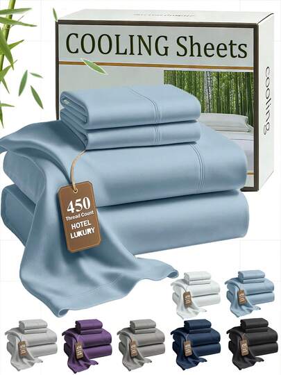 2200 Thread Count Cooling Sheets Queen-King Sheets By Bamboo, Genuine Organic Viscose Derived From Bamboo Bed Sheet Set, Soft & Cooling, Double Stitching, Quality Promise | Genuine Organic, Viscose Derived From Bamboo, Double Stitching,Durable Daily Use Bedding