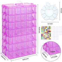 7 Layers Stackable Storage Container, 70 Adjustable Compartments (White) Perfect For Kids Toys, Art Crafts, Jewelry, Supplies, Mini & Letter Sticker Included - 紫色 - 查看 3