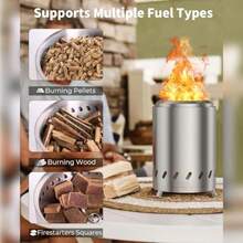 Smokeless Tabletop Fire Pit Stainless Steel Mini Firepit For Patio Camping Bonfire And Backyard Portable Outdoor Wood Or Pellet Fueled Fire Pit Stove Low Smoke Design 5.9 X 7.8 In - Sliver - View 4