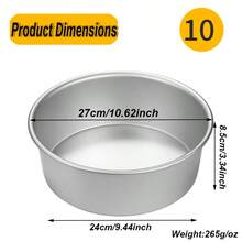 1 件/3 件厚 4/6/8/10 英寸圆形实心底座烘焙蛋糕模具盘，阳极氧化铝，适用于自制戚风蛋糕，不粘表面可涂油脂以增加脱模难度 - 陽極固底模具 - 查看 17