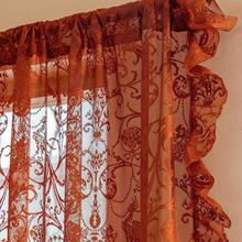 Green Sheer Curtains 108 Inch Long Living Room - Shabby Chic Floral Ruffled Curtains, Elegant Knitted Privacy Rod Pocket, Emerald Green, Spring/Summer, 1 Pair, 59 X 108 Inch - 焦橙色 - 查看 2