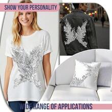 [Free Shipping]Silvora Pair Embroidery Phoenix Costume Sequin Appliques Patches, Peacock Feather Tail Applique Embellishments For Dance Dresses,Clothes,T-Shirt,Neckline Bodice Pants (Silver) - 銀色 - 查看 7