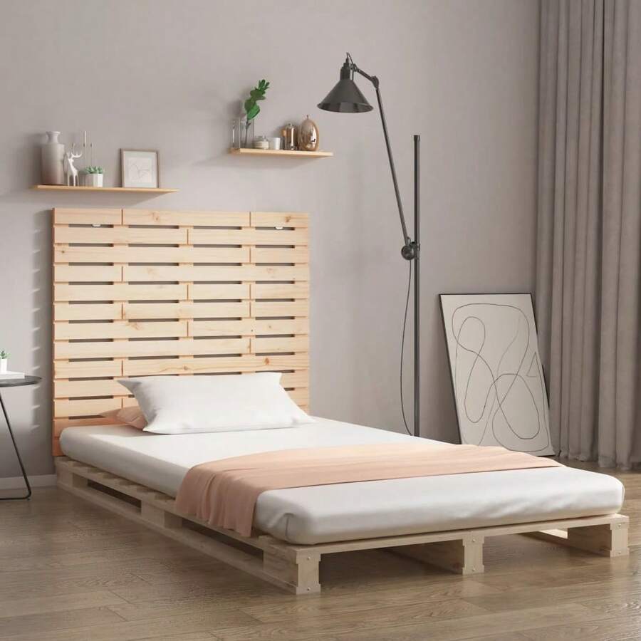 vidaXL Tête de lit murale 96x3x91,5 cm Bois maciço de alfinete - Castanho - Ver 1