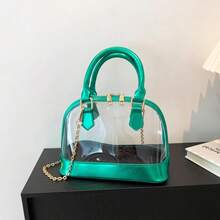 Clear Crossbody Bag For Women - Transparent Shell Shaped Purse With Chain Strap, PVC Concert Festival Bag - màu đen - Xem 5
