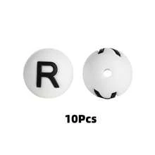 10/26pcs 15mm Silicone Letter Beads A-Z, DIY Bracelet Necklace Pacifier Chain Accessories - White - View 26