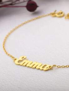 1PC [Customized] Personalized Name Necklace And Bracelet Set, Custom Jewelry Set, Matching Name Gift, Stainless Steel Jewelry, Minimalist Name Customization, Women's Necklace, Custom Necklace And Bracelet, Custom Gift, Engraved Jewelry For Her, Customizable Gift Set, Valentine's Day, Mother's Day, Eid, Back To School Season Gifts, Personalized Custom Set - Multicolor - View 6