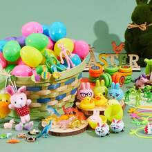 Syncfun 200 Pcs Prefilled Easter Eggs With Toys Plus Stickers, Easter Eggs Filled With Assorted Toys For Easter Eggs Hunt, Easter Basket Stuffers Fillers, Easter Party Favor - 彩色 - 查看 11