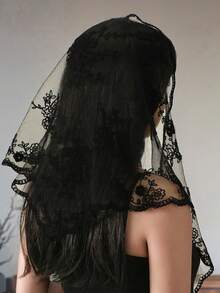 1件装女士刺绣花卉三角围巾，百搭纯色披肩，时尚轻盈祈祷头巾，适合日常佩戴 - 彩色 - 查看 5