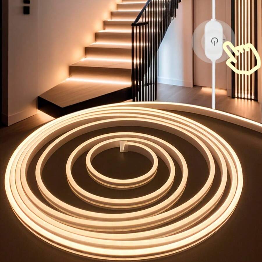 USB 供電柔性 LED 霓虹燈條 - 觸控控制、可彎曲且可調光 | 裝飾,適用於居家、電視背光、臥室、廚房、節日、派對 - 白色 - 查看 1