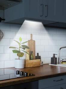 1 Piece Of 10/20/30/50cm USB White LED Cabinet Light With Motion Sensor, Very Suitable For Cabinets, Wardrobes, Corridors, Kitchens, Cars And Other Occasions, Wireless Motion Sensor LED Light Strip, Rechargeable Magnetic Night Light - White - View 10