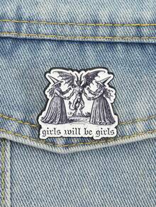 1 Pc Ironic Witch Theme Enamel Pin Retro Witchcraft Scene With Lighthearted Pop Phrase Contrast Design Wearable On Backpack Clothing Perfect For Meme Culture And Dark Aesthetic Enthusiasts