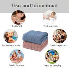 Juego de toallas de baño 2 pack alta calidad 100% algodón toalla de baño altamente absorbentes de secado rápido para múltiples aplicaciones color rojo y azul - Rojo + Azul - Ver 7