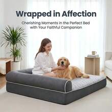 Dog Sofa For Large Dogs - Waterproof Dog Sofa Beds Medium, Supportive Foam Pet Couch Bed With Removable Washable Cover, Waterproof Lining And Nonskid Bottom, Grey - 灰色 - 查看 6