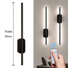 Set Of Two Battery-Powered Wall Lights, Adjustable Brightness With Remote, Rechargeable LED Wireless Fixtures For Bedroom, Living Room, Or Hallway, Black (2-Pack) - 彩色 - 查看 2