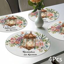 2片/4片/6片装硅胶餐垫，饰有月亮和伊斯兰灯笼图案，伊斯兰节日礼物，阿拉伯风格节日装饰，适用于餐桌、咖啡吧，四季皆宜，可水洗，可作餐垫、杯垫、沥水垫、厨房餐桌垫、室内/室外派对装饰、家居装饰，理想礼物 - 彩色 - 查看 13