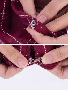 50sets-Sewing Clips For Fabric,Eye Hook,Hook And Eye Sewing, Multi-Purpose Clothes Buckle, Iron Sewing Hook & Eye Closure, Sewing Hook And Eye Fasteners, Suitable For Bras And Clothing, 3 Sizes (Silver And Black) - Multicolor - View 4