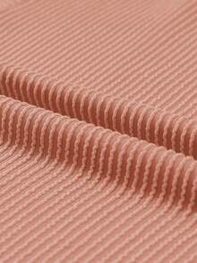 CILKOO 女士宽松扭结口袋V领休闲短袖T恤，春夏款 - 棕色 - 查看 11