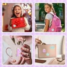 58 Parches Autoadhesivos, Pegatinas de Letras, Parches para Planchar, Parches de Tela Autoadhesivos, para Ropa Chaquetas de Tela Bricolaje Telfono Mvil (Morado 58 piezas) - morado 58 piezas - Ver 8