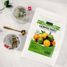 ULTHMOK Lemon Mint Tea 3.5g*50 Bags Refreshing Fruit Tea Dried Lemon Lime Orange Slices Perppermint No Additives Triangular Tea Bag Easy To Brew Easter Basket Stuffers Beverage - Lemon Mint-50 - View 2