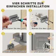 Extendable Stair Gate, Height 0-136 Cm, Height 87 Cm, Pet Gate, 142 X 10 X 87 Cm, Grey - 灰色 - 查看 4