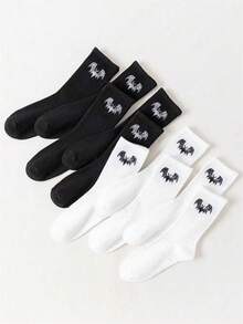 1/4 Pairs Black And White Bat Outdoor Sports Daily Running Boxing Gymnastics Gym Dressing For Boys And Girls Campus Sports Daily Versatile Skin Friendly Comfortable Breathable Sweat Absorbent Odor Proof Men And Women Crew Socks - Black and White - View 2