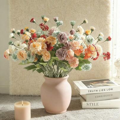 1/3 件装仿真花 长寿花 菊花 丝绸花 带茎 仿真菊花 户外插花 餐桌装饰 婚礼派对 家居 春夏装饰 粉色