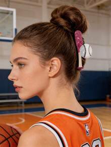 1pc Women's Sports Style Faux Baseball Claw Clip, Ponytail Holder Hair Accessory Hair Claw, Suitable For Sports Events, Daily Outings, Elegant Bohemian Hair Styling Accessory - Multicolor - View 7