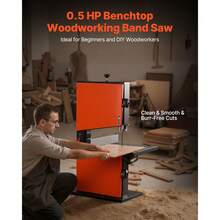 Band Saw, 9-Inch, Woodworking Benchtop Bandsaw With 1/2 HP Motor, 3.5-Inch Max Cutting Height, 11.8 X 11.8 In Cast Aluminum Table, 0-45° Tilting Range, With Miter Gauge, Fence, For Woodworking - Xem 2