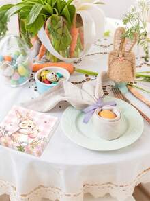 20张复活节快乐午餐餐巾纸，粉色格子图案，印有可爱的兔子和彩蛋，复活节派对用品，一次性兔子午餐餐巾纸，适合春季节日生日、婴儿派对、晚餐、厨房和浴室使用。 - 彩色 - 查看 6