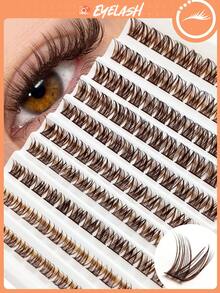 Asiteo 110/120 pièces Rallonges de cils naturels bruns de type D, faux cils épais, doux et ébouriffés, similaires aux cils de vison, conviennent pour les fêtes de l'Aïd, les soirées de fiançailles, les enterrements de vie de garçon, les mariages, les voyages, les vacances à la plage et le maquillage - D - Voir 1