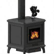 MICHSO 热力驱动炉灶风扇，静音四叶木柴炉风扇，家用高效散热风扇 - 黑色 - 查看 5