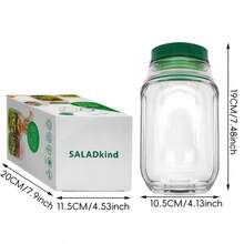 带调料杯的密封沙拉盒 | 适用于微波炉、洗碗机和冰箱 - 可堆叠设计，适合备餐、午餐、晚餐、办公和旅行 - 塑料材质