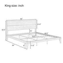 King Size Bamboo Platform Bed, Mid-Century Modern Bed Frame With Tall Headboard, Solid Bedframe King-Size, Wood Slat Support, No Box Spring Needed, Easy Assembly, Noise Free, Brown - Màu Khaki - Xem 2