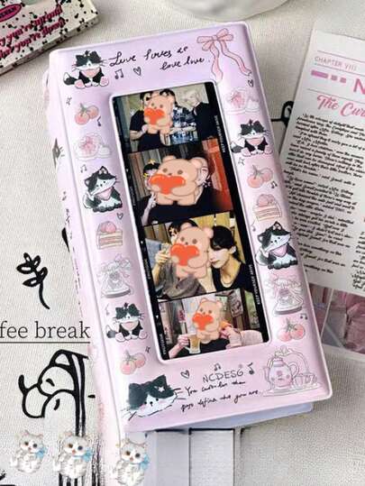 四格涂鸦明信片相册，三种款式可选（猫/和谐/绵羊），可爱创意照片收纳相册，大容量韩式四格卡片收藏本，学生必备文具