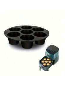 多功能硅胶空气炸锅烘焙模具 - 可折叠，不粘，适用于蛋糕、纸杯蛋糕、松饼和鸡蛋饼 - 必备厨房配件