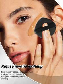 50/40/30/20/10/5pcs Makeup Set, Includes: 10 Liquid Makeup Sponges + 10 Mini Liquid Makeup Sponges + 10 Triangle Powder Puffs (Suitable For Loose Powder And Base Makeup) + 10 Cushion Puffs (Suitable For Facial Makeup) + 10 Mini Cushion Puffs (Suitable For Concealer And Foundation). - Black - View 10