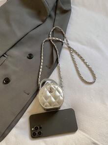 Ví đựng tiền xu mini chần bông, ví đeo chéo dễ thương đựng tiền xu và chìa khóa, phụ kiện thời trang đa năng. - Bánh kem tròn thêu - Xem 14