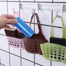 1pc Portable Kitchen Sink Sponge Holder With Hanging Basket, Drain Bag Filter, Storage Rack, Bathroom Organizer Tool - Multicolor - View 7