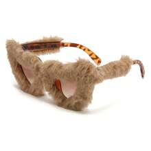 1 件女士心形毛绒时尚眼镜，万圣节新奇朋克天鹅绒猫眼派对眼镜情人节适合夏季海滩度假、户外、旅行 - 彩色 - 查看 2