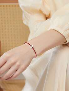 S925纯银幸运结红绳手链，情侣/家庭新年礼物，送给母亲、女朋友 - 紅色 - 查看 4